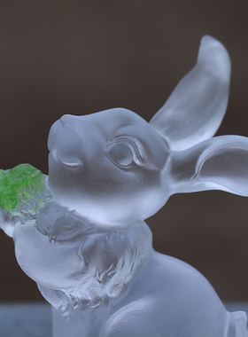 琉璃生肖兔子玉兔送财摆件居家客厅办公招财摆放装饰商.务同事送