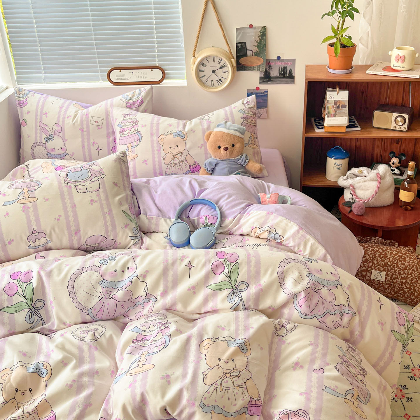 A类加厚四件套全棉卡通被套床单新款纯棉学生宿舍三件套被罩床笠4