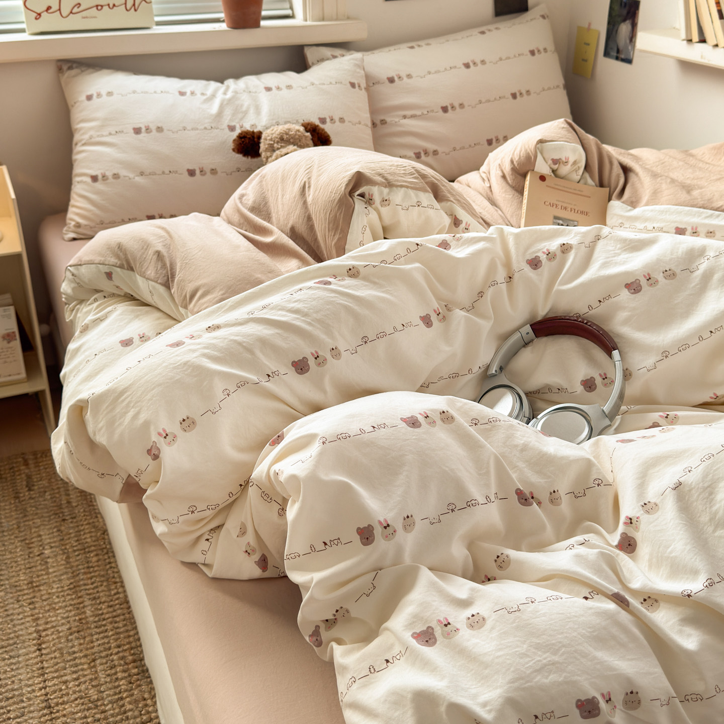 床上四件套纯棉全棉被套床单被罩床笠新款加厚简约学生宿舍三件套