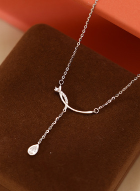 潮典微笑流苏项链女925纯银轻奢高级小钻吊坠锁骨链首饰网红爆款