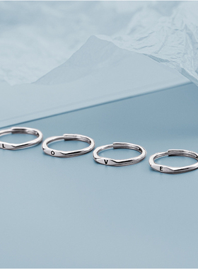 字母纯银戒指2026新款爆款单身高级感轻奢闺蜜姓氏刻字素圈食指戒