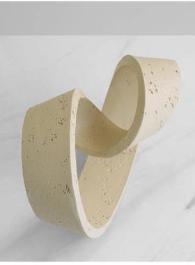 爆款现代轻奢几何环形摆件北欧创意艺术仿洞石客厅电视柜装饰品