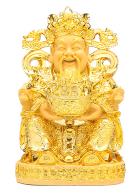 新品招财文财神爷摆件金佛像客厅家用供奉财神像店铺X乔迁装饰开