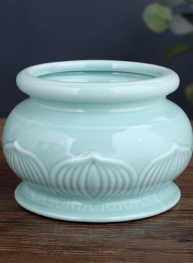 极速陶瓷莲花香炉家用室内供奉观音供水J杯花瓶佛堂佛前供果盘佛