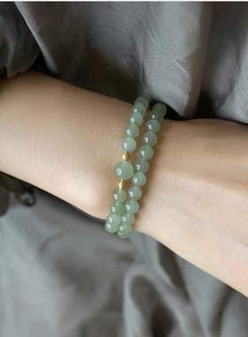 极速Hotan Jfade Blue Jade Hand String 6mm Round Beads Hand S