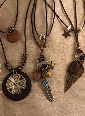 极速新中式禅意长款羽毛吊坠项链B女复古民族风毛衣链废土风文艺