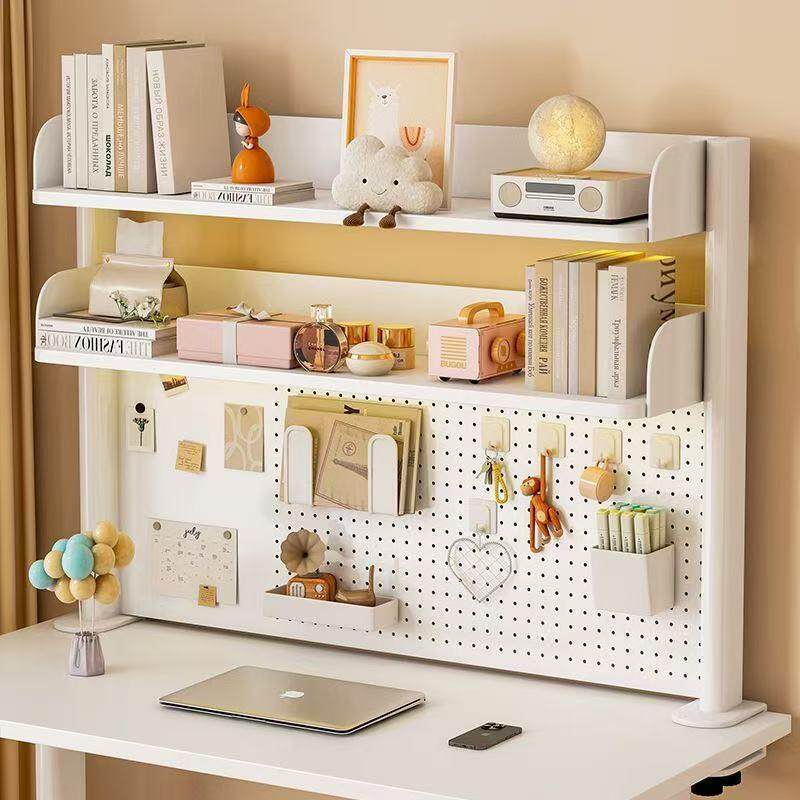 Desktop storage rack office desk multi-layer household iron vertical student finishing hole board bookshelf