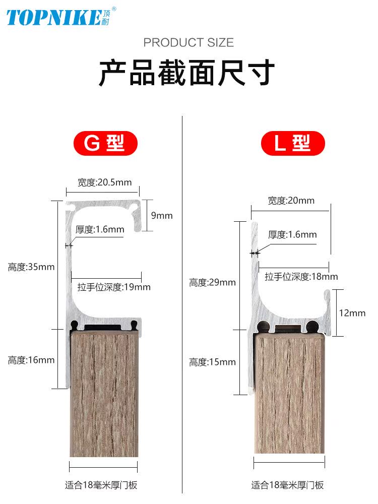 隐形拉手白色免打孔免开槽隐藏式橱柜衣柜抽屉封边把手G款L形定制 - 图3