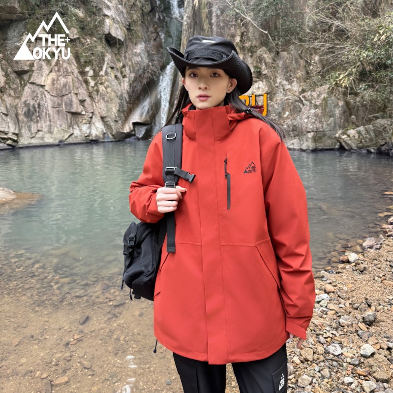 OKYU户外羽绒服冲锋衣男女秋冬三合一可拆卸外套防风防水登山服