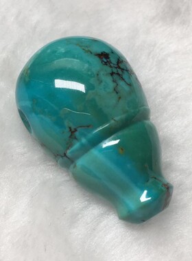 新品晶心精艺f 天然无忧化绿松石三通一体佛头奶嘴三通文玩配件饰