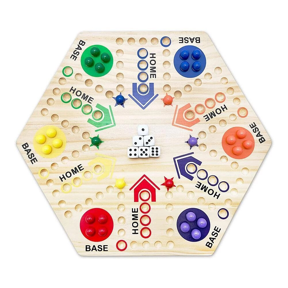 Board Game 双面棋盘游戏飞行棋 4人6人轨道棋盘派对游戏木质游戏 - 图0