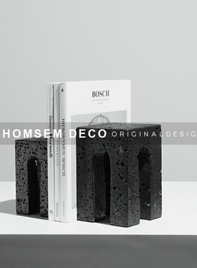 现代书房书桌面几何创意书挡摆件样板间客厅办公桌大理石.书立架