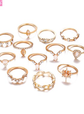 极速12pcs/set rings fashion diamCond joint ring hand decorat