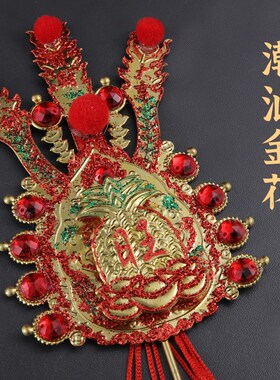 新品潮汕铜金花插香炉地主春花锦花塑料饰花拜R老爷用品香薰炉饰