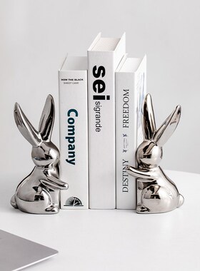 新品新品创d意陶瓷中式简约兔子书档桌面书立装饰摆件酒柜客厅玄