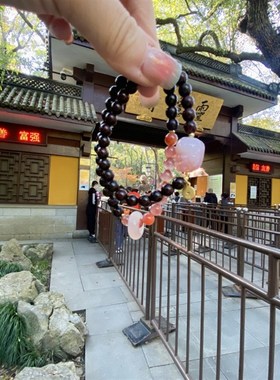 极速【灵隐须尽欢】小叶子檀粉貔貅跑环高端新中式双圈Z木带宝文