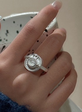 日韩风咖啡杯简约戒指女小众设计感韩式风复古开口可调节指环