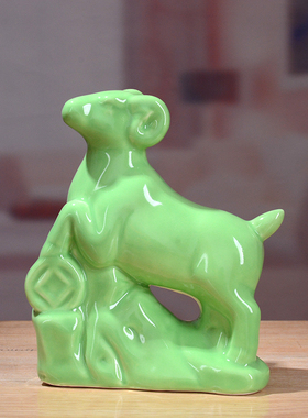 陶瓷绿色大号老鼠牛招财鸡十二生肖兔龙蛇马O风水羊狗猪猴子虎摆