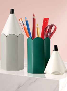 ins现代创g意铅笔儿童房软装饰品摆设趣味陶瓷笔筒收纳储物罐摆件