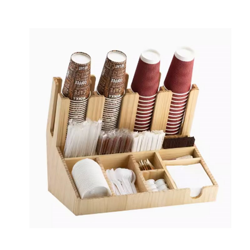 木质纸杯架一次性奶茶杯收纳架吧C台奶球纸巾吸管多功能收纳架商 - 图3