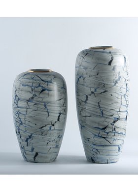 白裂花纸系列冬瓜花瓶组合景德镇高温陶瓷N干花器现代设计师摆件