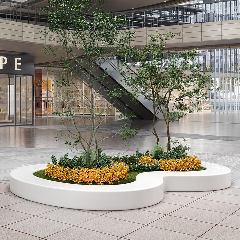 玻璃钢树池坐凳户外园林学校圆形种植G池景区创意异形花池座椅定 - 图2