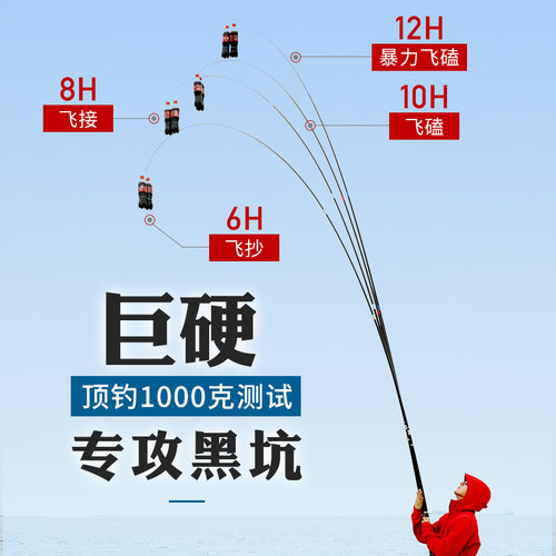 新马惊帆黑坑竿超轻超硬6H竞技鱼竿8H手竿10H飞磕钓鱼竿12H台钓竿 - 图1