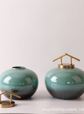 中式新古典陶瓷罐摆n件家居玄关家具城博古架摆设软装样板房装饰