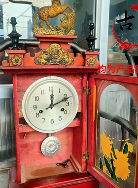 新款马头钟d老物件年老上海座钟表个人收藏农家乐影视道具摆件