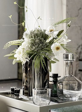 北欧轻奢高级感不锈钢花瓶摆件客厅插花J装饰品高级感家居装饰摆