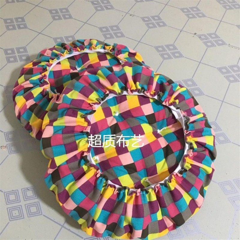 帆布格子布艺圆形凳子坐垫套 罩 藤F编蒲团垫子 松紧带圆吧台椅垫,淘宝优惠券,粉丝福利购,淘宝优惠卷