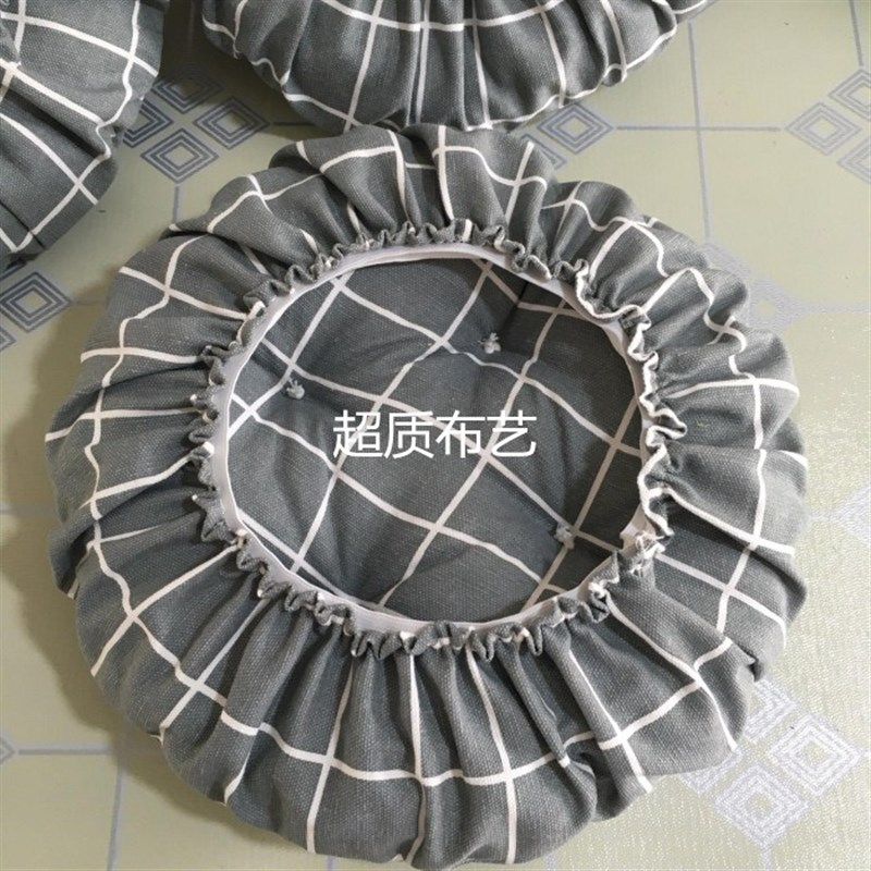 帆布格子布艺圆形凳子坐垫套 罩 藤F编蒲团垫子 松紧带圆吧台椅垫,淘宝优惠券,粉丝福利购,淘宝优惠卷