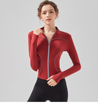 Anderma Sports Jacket Autumn Winter Casual Reflective Strips Running Fitness Clothes High Face Value Zipped to Yoga Long Sleeves