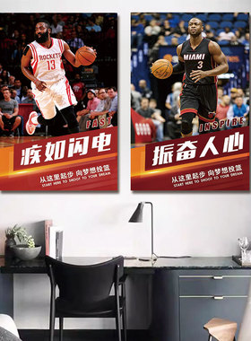NBA篮球明星海报贴画乔丹科比詹姆斯库里杜兰特体育馆装饰墙贴画