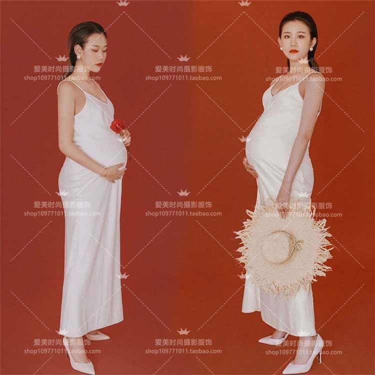 孕妇摄影服装孕妇照服饰简约吊带大肚照拍摄影楼写真衣个性小清新