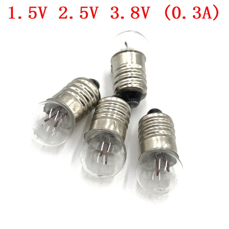 。小电珠小灯泡2.5v0.3A1.5v3.8v螺口圆头小灯珠老式手电筒小学科