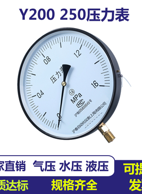 Y200压力表大表盘Y250气压表水压表液压表蒸汽压力表油压表液压表