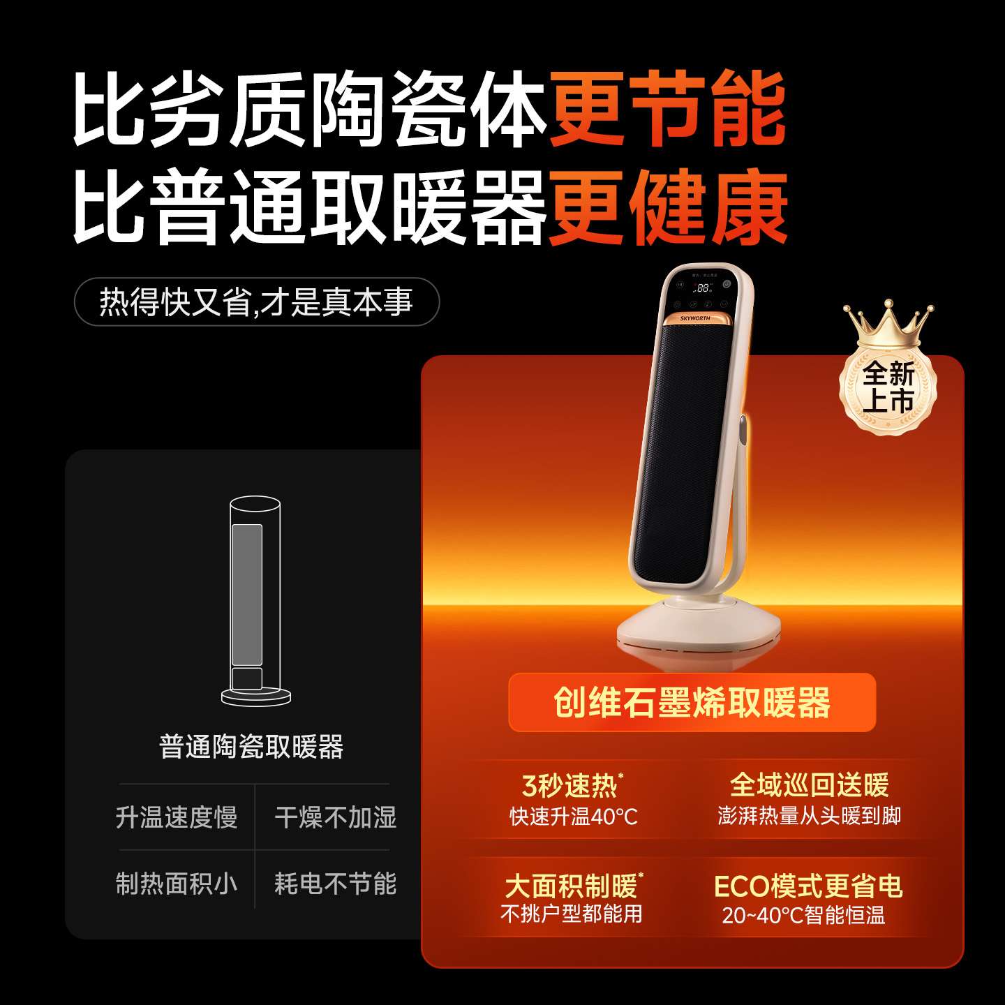 创维语音智能取暖器电暖气节能小太阳冬季恒温家用暖风机冬季新款