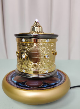 磁悬浮转经简轮藏式家用电动玄关禅意吉祥发光旋转八卦吉祥摆件