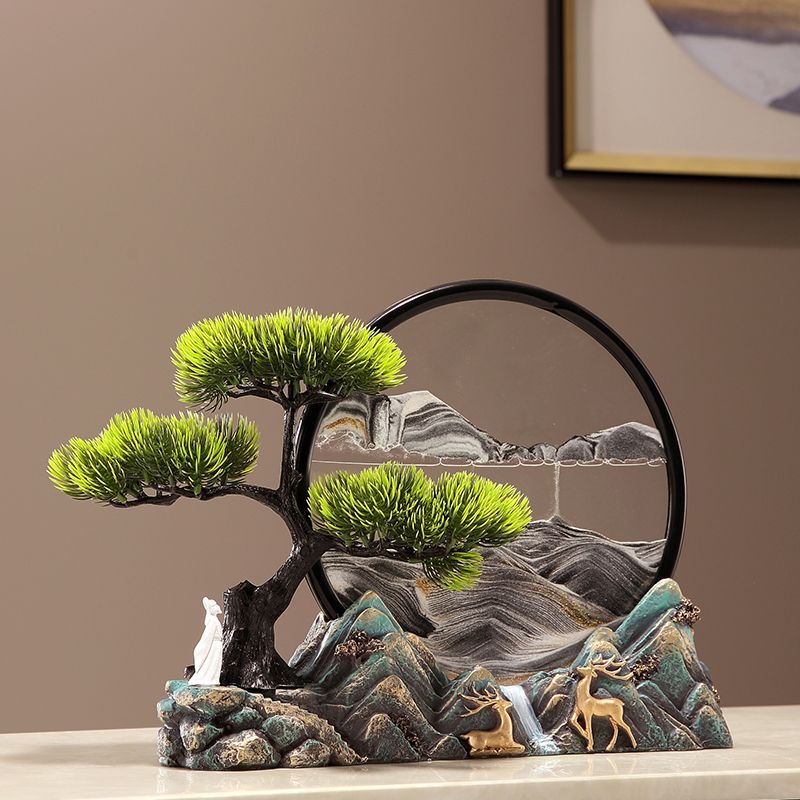 新中式文创纪念品风景摆件流沙画客厅办公室玄关摆件升职乔迁礼物