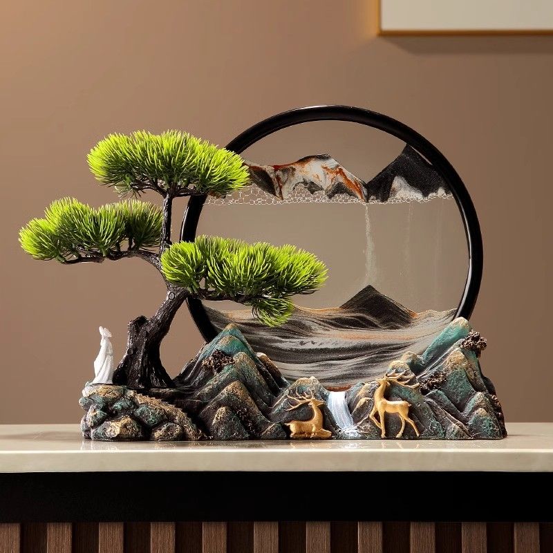 新中式文创纪念品风景摆件流沙画客厅办公室玄关摆件升职乔迁礼物