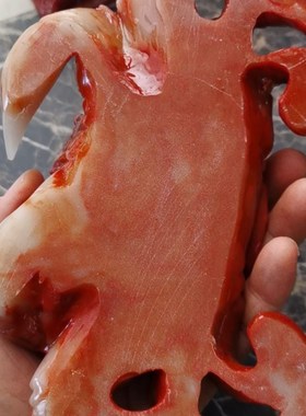 精品仿寿山石芙蓉石红色大螃蟹摆件H客厅装饰品八方来财工艺品