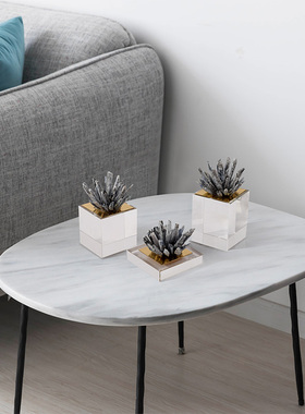 rzone 现代简约水晶天然x景石头工艺品设计师样板房家居装饰品摆