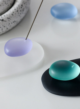 新中式磨砂水琉璃鹅q卵石创意香插蓝色绿色家居桌面摆件