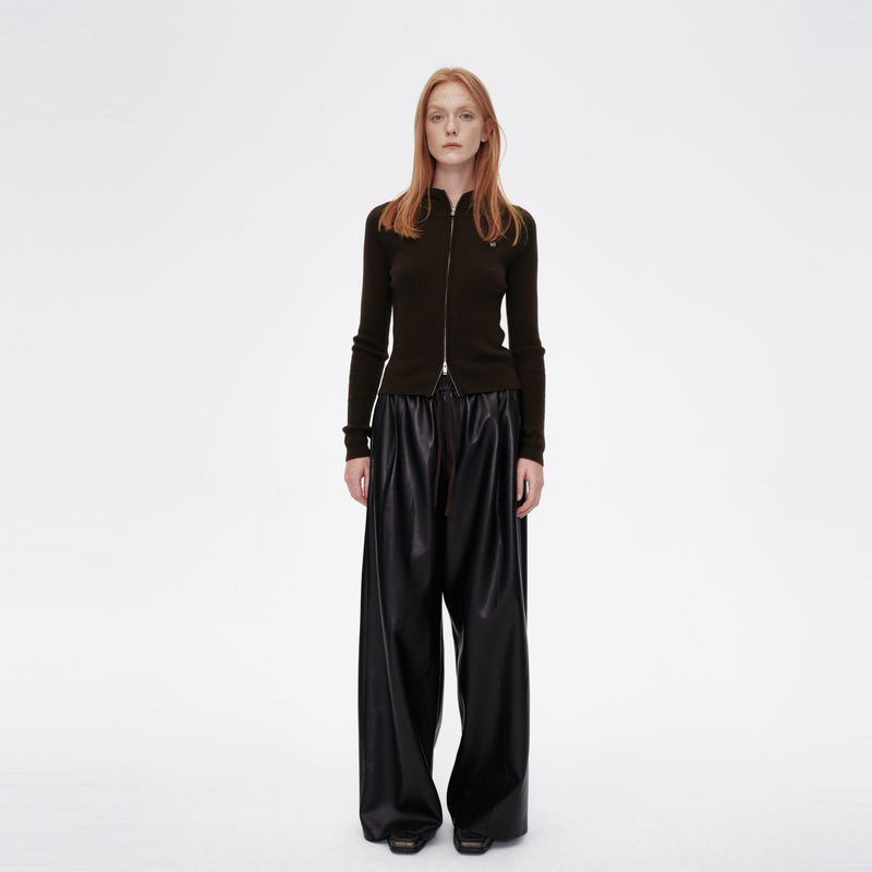 【郭晓婷同款】AVVENN冬季抽绳腰头软糯亲肤宽松大裤腿裤 - 图2