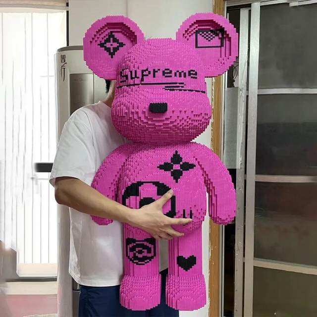 Huge super white violent bear building blocks