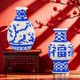 Blue and white porcelain vase building block ornaments puzzle building block toys Jingdezhen ceramic vase flower arrangement entrance decoration