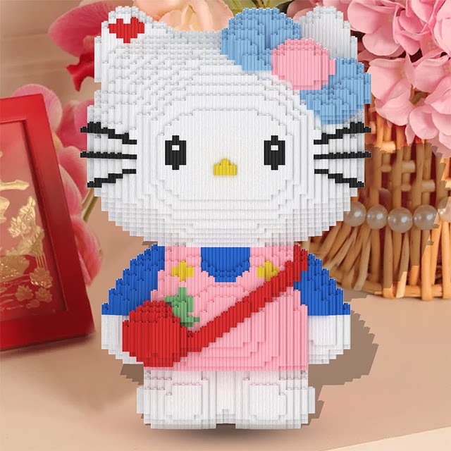 New Hello Kitty KT cat building blocks 6-12 years old children's educational assembly difficult toys girls gift ornaments
