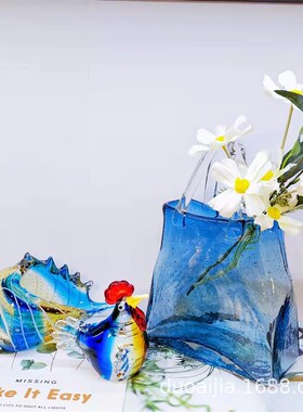 北欧轻奢风格玻璃海螺s摆件简约家居样板房软装工艺品茶几饰品