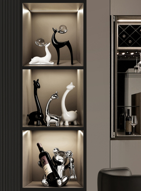 .客厅电视柜f酒柜装饰品摆件家居饰品轻M奢餐柜玻璃展示柜摆设